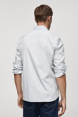 Chemise slim fit coton rayée - Kaki