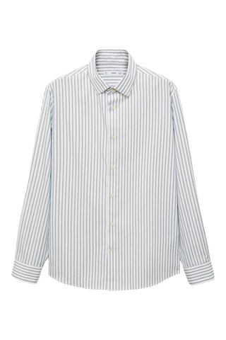 Chemise slim fit coton rayée - Kaki