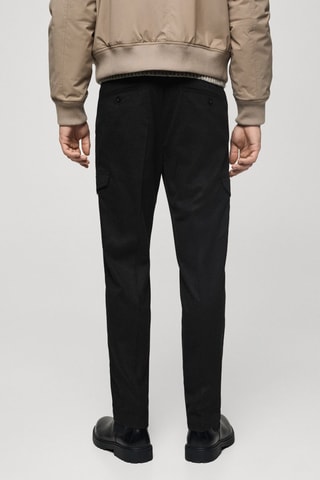 Pantalon cargo flannelle - Gris foncé chiné