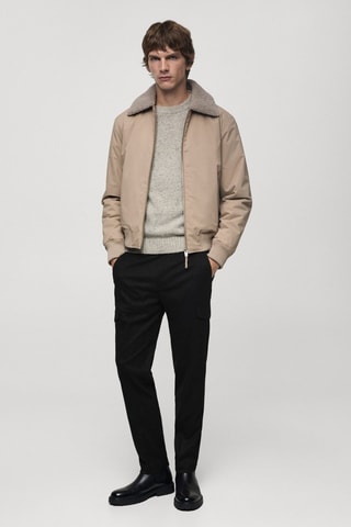 Pantalon cargo flannelle - Gris foncé chiné