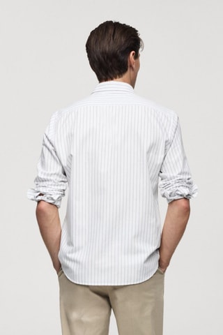 Chemise 100 % coton rayures bicolores - Blanc