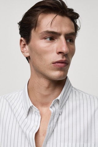 Chemise 100 % coton rayures bicolores - Blanc