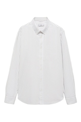 Chemise 100 % coton rayures bicolores - Blanc