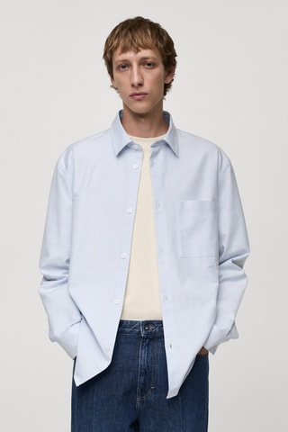 Chemise relaxed-fit oxford coton - Bleu clair