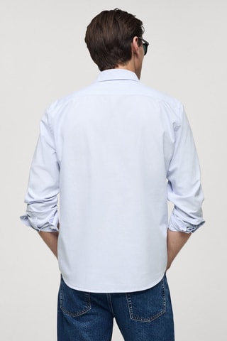Chemise 100 % coton rayures bicolores - Bleu marine