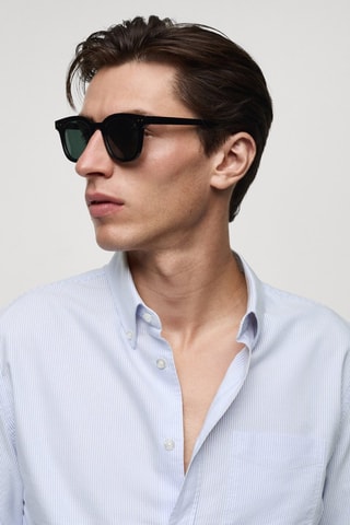 Chemise 100 % coton rayures bicolores - Bleu marine