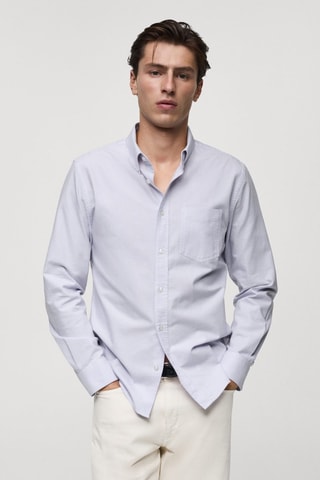 Chemise 100 % coton rayures bicolores - Violet