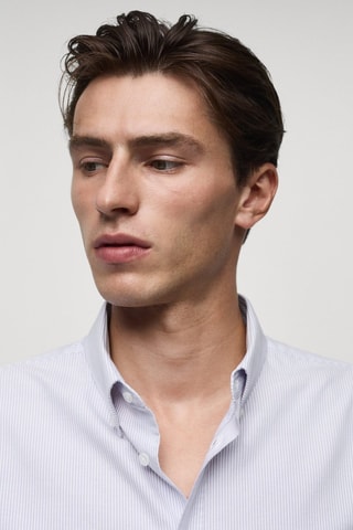 Chemise 100 % coton rayures bicolores - Violet