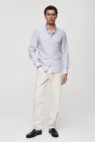 Chemise 100 % coton rayures bicolores - Violet