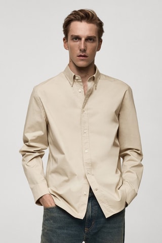 Chemise regular fit coton - Beige