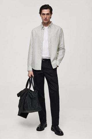 Chemise 100 % coton rayures bicolores - Kaki