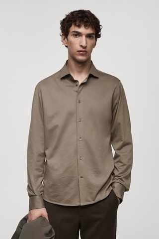 Chemise regular-fit infroissable - Marron