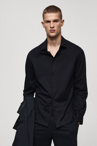 Chemise regular-fit infroissable - Bleu marine