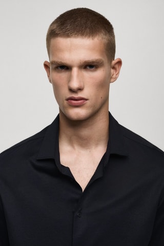 Chemise regular-fit infroissable - Bleu marine