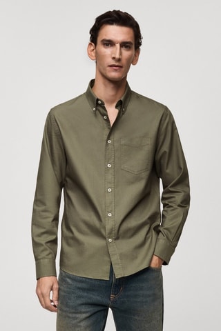 Chemise regular fit coton Oxford - Kaki
