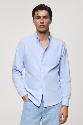 Chemise regular fit coton Oxford - Bleu clair