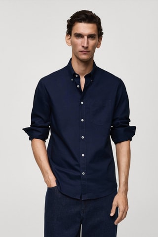 Chemise regular fit coton Oxford - Bleu marine