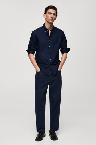 Chemise regular fit coton Oxford - Bleu marine