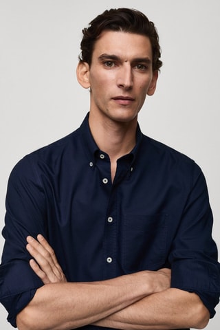 Chemise regular fit coton Oxford - Bleu marine