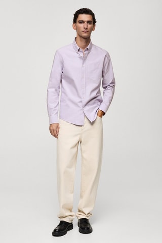 Chemise regular fit coton Oxford - Violet