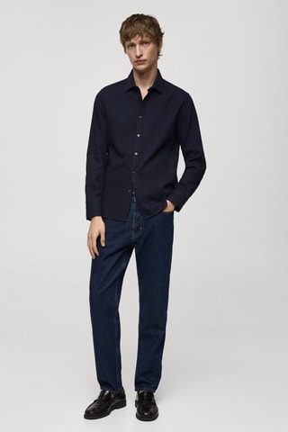 Chemise 100 % coton structure regular-fit - Bleu marine