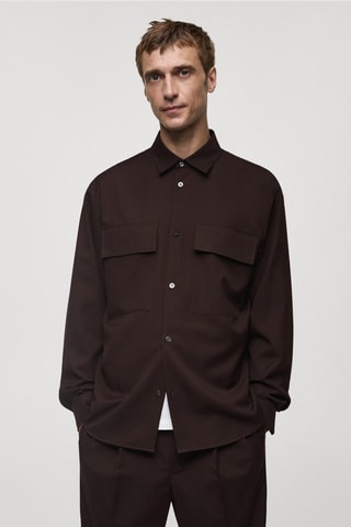 Chemise slim-fit poches - Chocolat
