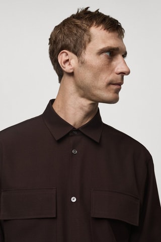 Chemise slim-fit poches - Chocolat