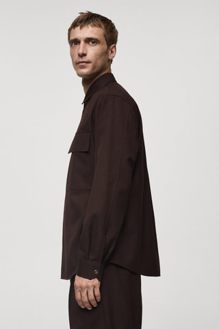 Chemise slim-fit poches - Chocolat