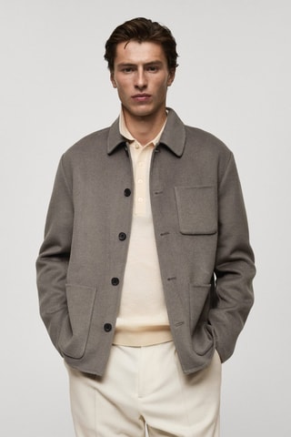 Surchemise laine faite main poches - Marron