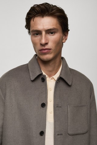 Surchemise laine faite main poches - Marron