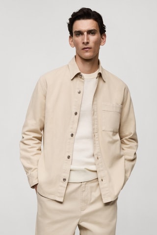 Surchemise jean poche - Beige