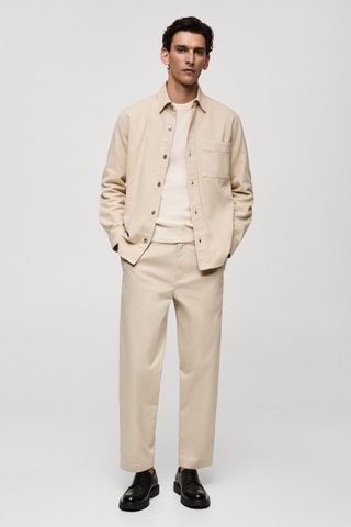 Surchemise jean poche - Beige