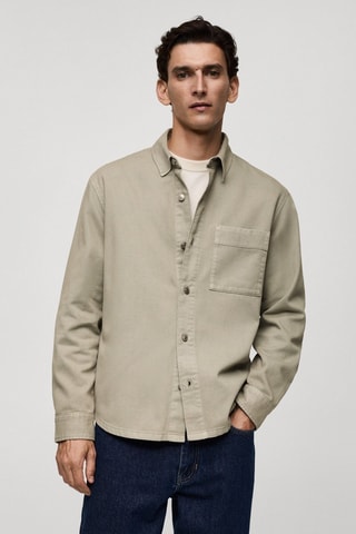 Surchemise jean poche - Vert