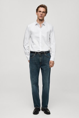 Chemise regular-fit coton stretch - Blanc