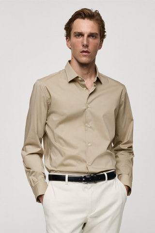 Chemise regular-fit coton stretch - Gris clair