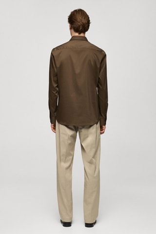 Chemise regular-fit coton stretch - Marron