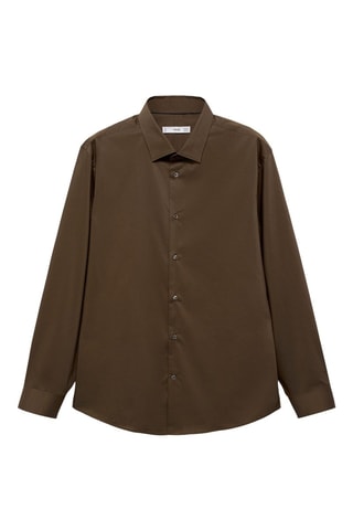 Chemise regular-fit coton stretch - Marron