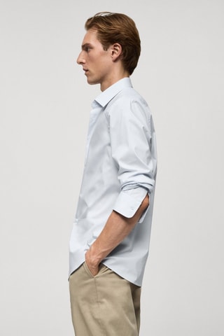 Chemise regular-fit coton stretch - Bleu clair