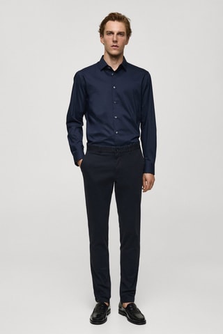 Chemise regular-fit coton stretch - Bleu marine