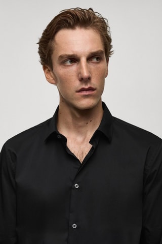 Chemise regular-fit coton stretch - Noir