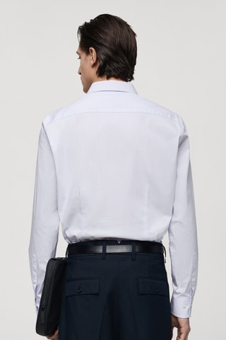 Chemise slim fit coton milleraies - Blanc