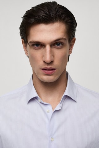 Chemise slim fit coton milleraies - Blanc