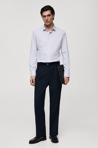 Chemise slim fit coton milleraies - Blanc