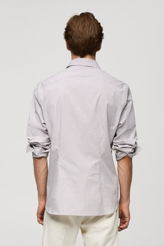 Chemise slim fit coton milleraies - Marron