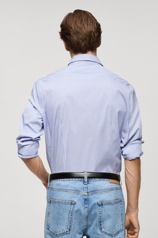 Chemise slim fit coton milleraies - Bleu