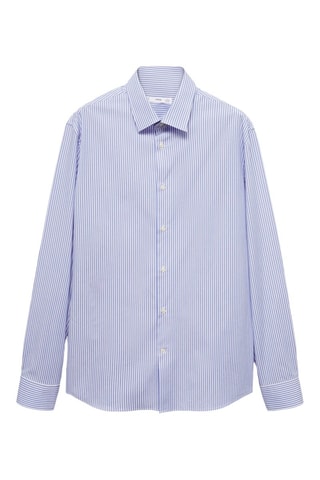 Chemise slim fit coton milleraies - Bleu