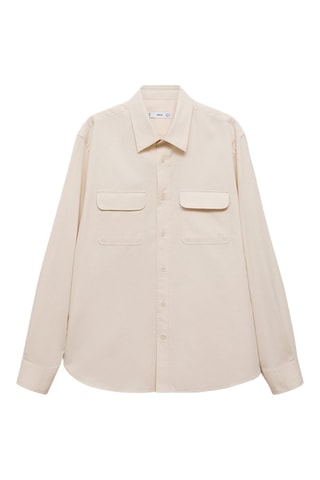 Surchemise twill coton poches - Blanc cassé