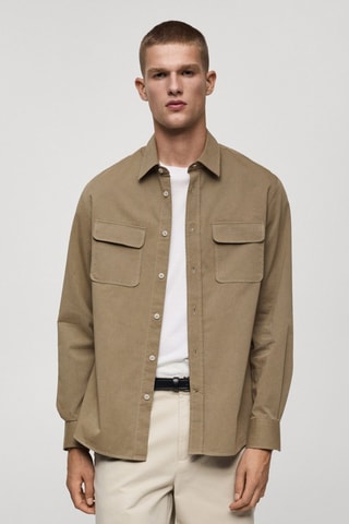 Surchemise twill coton poches - Marron