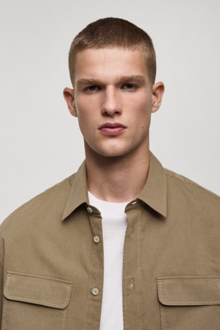 Surchemise twill coton poches - Marron