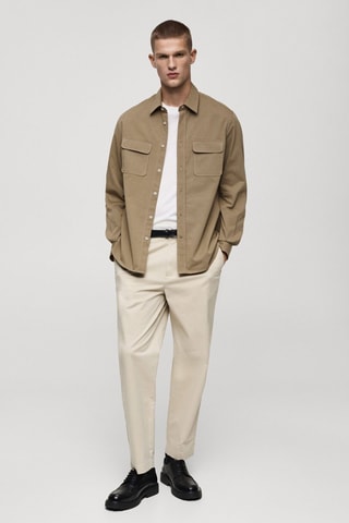 Surchemise twill coton poches - Marron